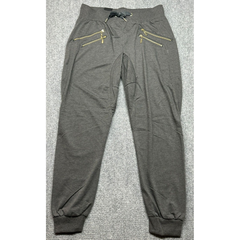 Riflessi Jogger Pants Mens XL Gray Pull On Stretch Polycotton Zip Pockets New